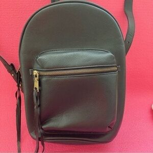 G.H. Bass and Company Small Black Faux Leather Backpack Daypack  12” x 9”